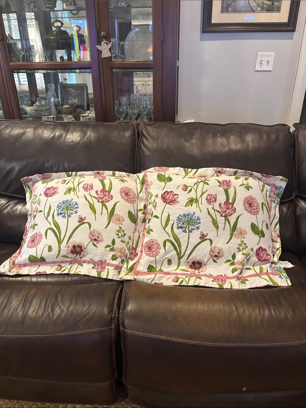 Set of 2 Vintage Waverly Cottagecore Pink Peony Pillow Shams